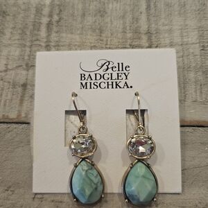 Gold and Green Drop Earrings